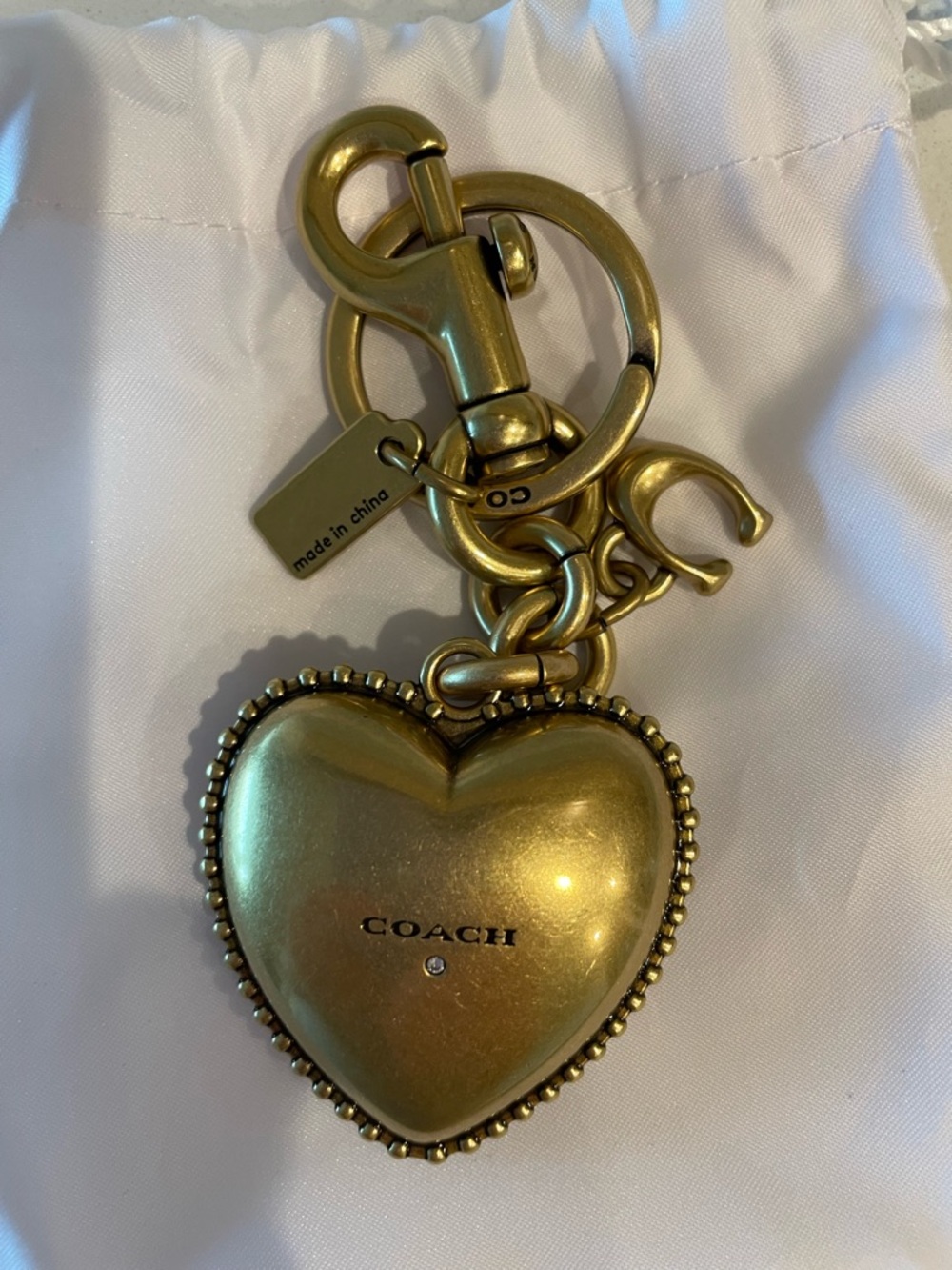 COACH NWOT Heart Cherry Keychain Charm/key fob in Gold - Picture 4 of 4